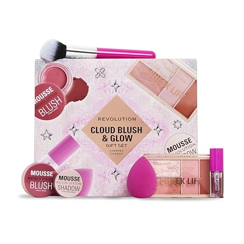 Revolution Beauty Cloud Blush & Glow Geschenkset, 6-teiliges Set mit Lidschatten, Rouge & Pflegenden Lippenölen, Vegan & Tierversuchsfrei von Revolution Beauty London