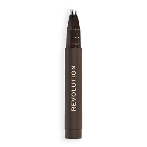 Revolution Instant Brow Hair Pen, Präzisions-Applikator für Haarähnliche Striche, Langanhaltender Augenbrauenstift, Dunkles Braun, Tierversuchsfrei & Vegan, 1,8 ml von Revolution Beauty London