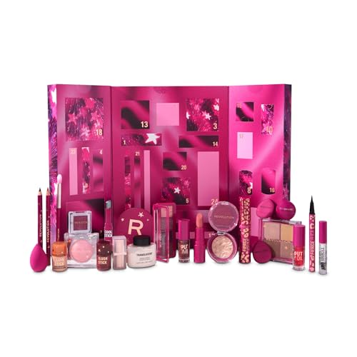 Revolution Makeup Advent Calendar 2025, 24 Beauty-Must-haves, Geschenkset mit Lipgloss, Highlighter, Blush, Pinseln & Mascara, vegan und tierversuchsfrei von Revolution Beauty London