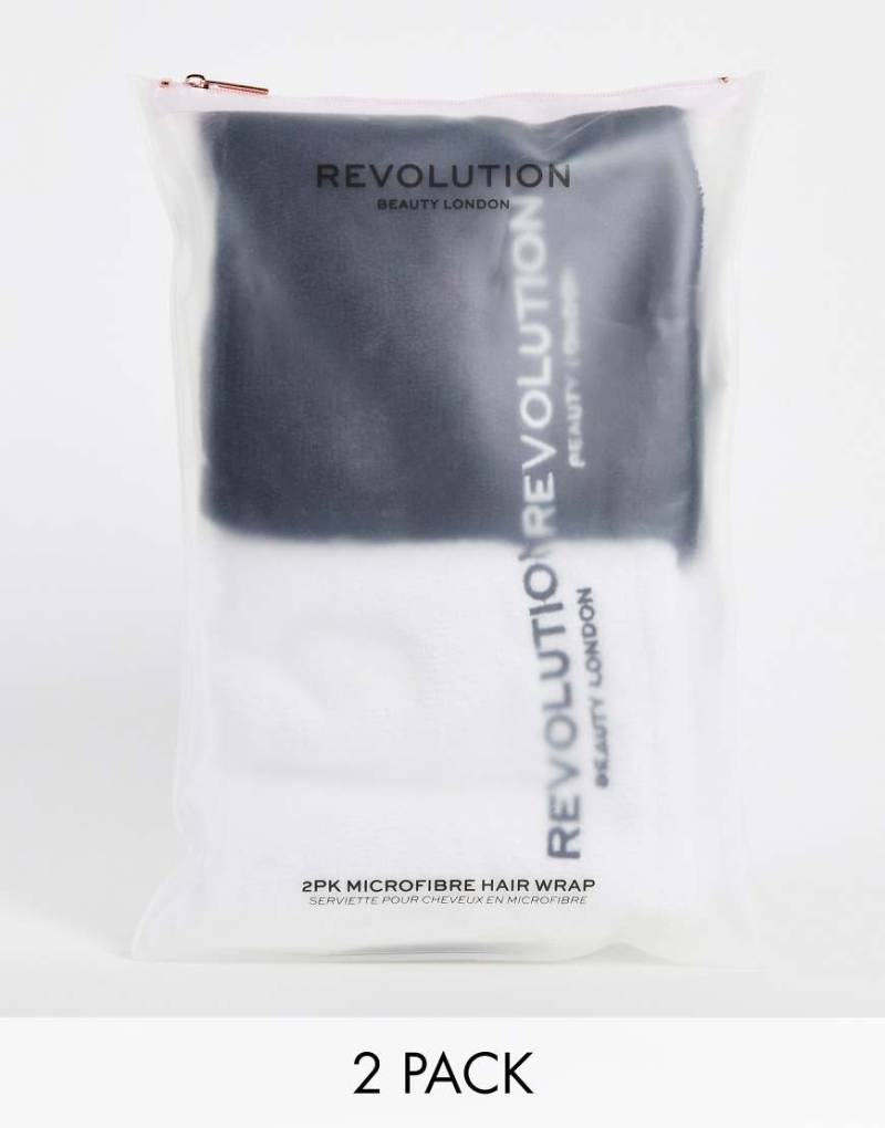 Revolution - Mikrofaser-Wickelhandtuch für die Haare in Schwarz/Weiß im 2er-Pack-Keine Farbe von Revolution Hair