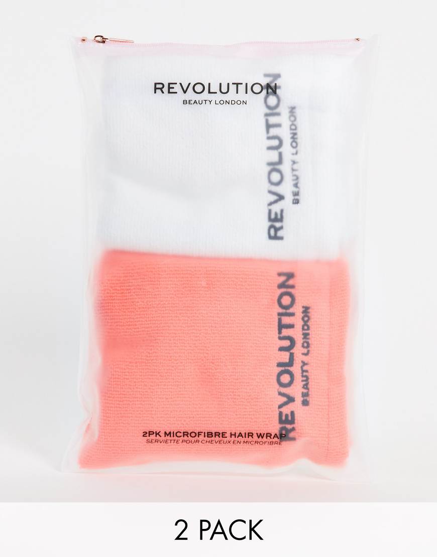 Revolution - Mikrofaser-Wickelhandtuch für die Haare in Weiß/Koralle im 2er-Pack-Keine Farbe von Revolution Hair