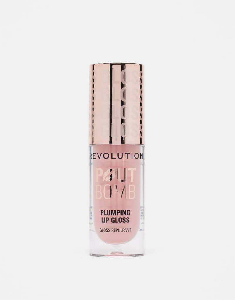 Revolution - Pout Bomb - Optisch aufpolsternder Lipgloss in Candy Pink Nude-Rosa von Revolution