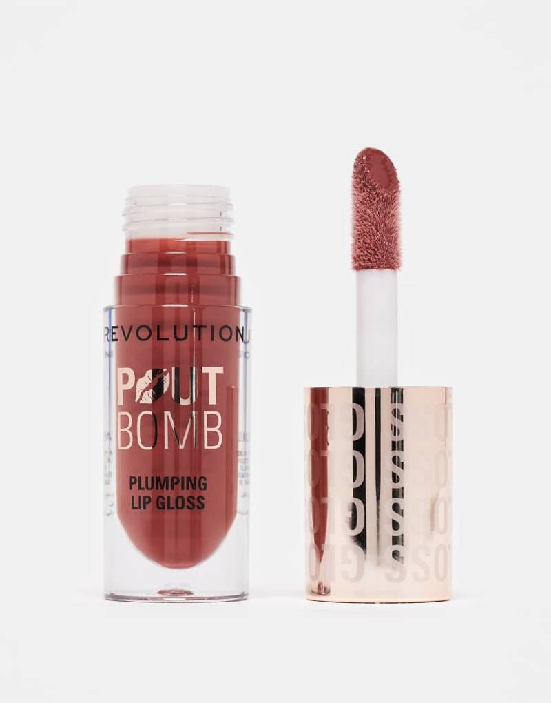Revolution - Pout Bomb - Optisch aufpolsternder Lipgloss in Cookie Warm Nude-Rosa von Revolution