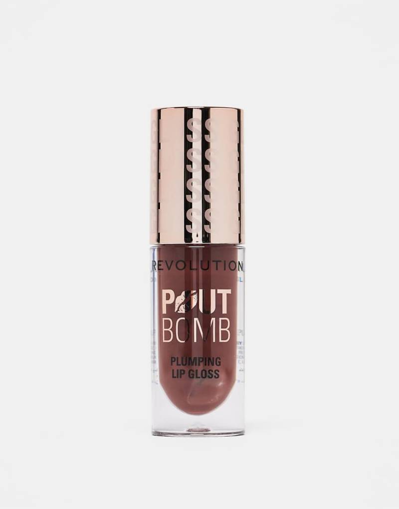 Revolution - Pout Bomb - Optisch aufpolsternder Lipgloss in Espresso Cool Nude-Rosa von Revolution