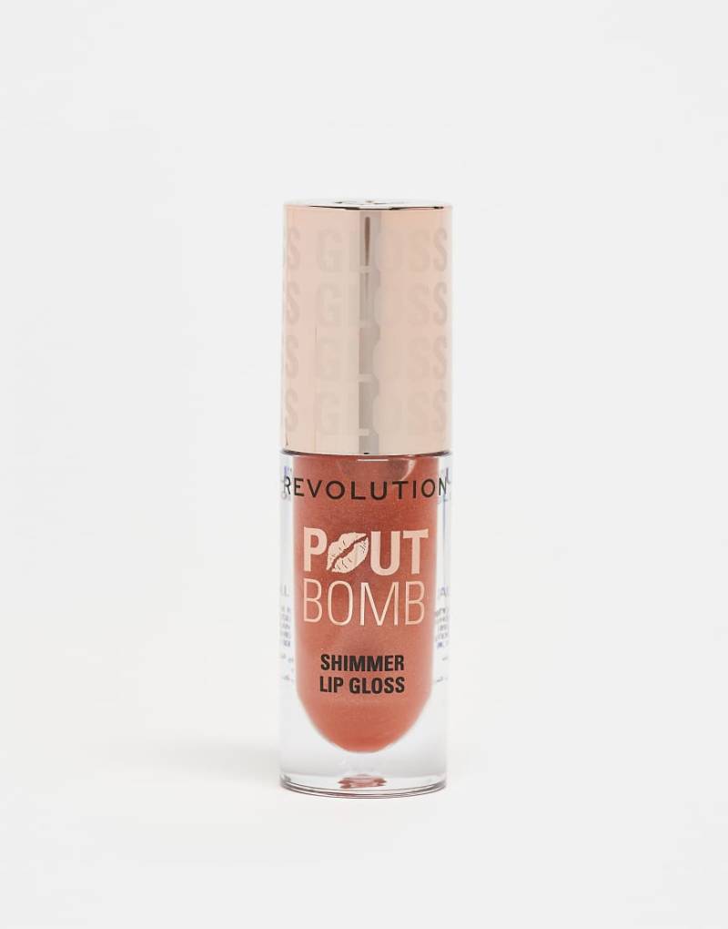 Revolution - Pout Bomb - Schimmernder Gloss in der Farbe Nude Glow-Braun von Revolution