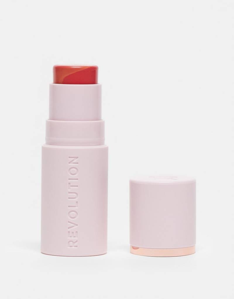 Revolution - Skin Silk Marble Blush Stick - Rouge-Stift in der Farbe Sunkissed Apricot-Orange von Revolution