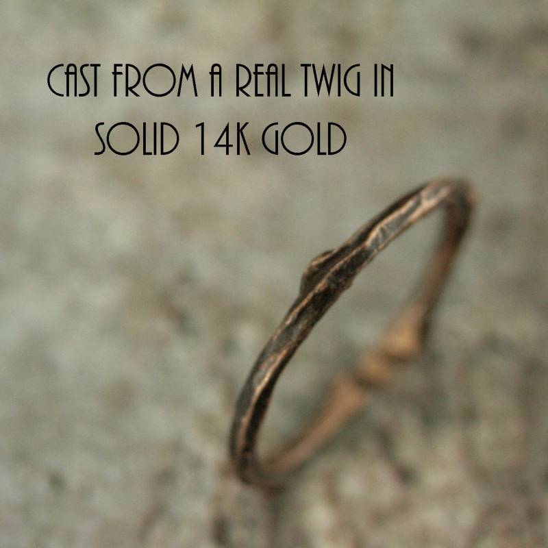 Rosegold Zweig Ring Hochzeit Damen Band Gold Natur Liebhaber Goldbaum Rinde 14K Rose Boho von RevolutionBA