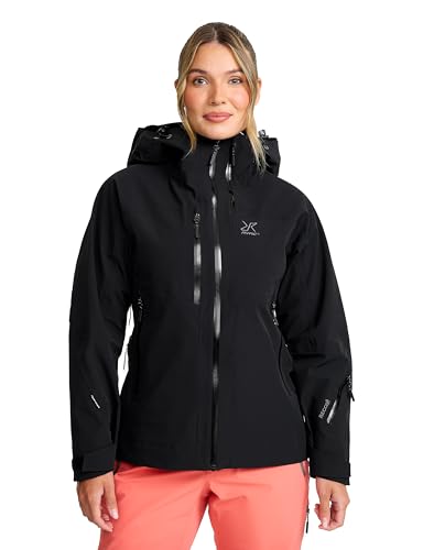 RevolutionRace Cyclone 3L Shell Jacket für Damen, Wasserdichte Jacke mit Recco-Reflektoren zum Wandern, Black, XL von RevolutionRace