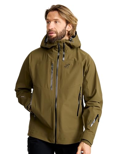 RevolutionRace Cyclone 3L Shell Jacket für Herren, Wasserdichte Jacke mit Recco-Reflektoren zum Wandern, Dark Olive, M von RevolutionRace