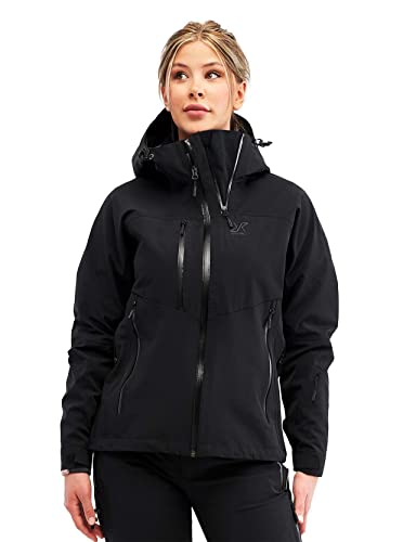 RevolutionRace Cyclone Rescue Jacket, Damenjacke, Belüftete und Wasserdichte Jacke für Wanderungen und andere Outdoor-Aktivitäten, Black Edition, M von RevolutionRace