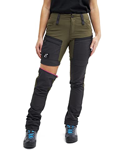 RevolutionRace Damen RVRC GP Pro Zip Off Pants, strapazierfähige, belüftete und wandelbare Hose für alle Outdoor-Aktivitäten, Dark Olive, XL von RevolutionRace