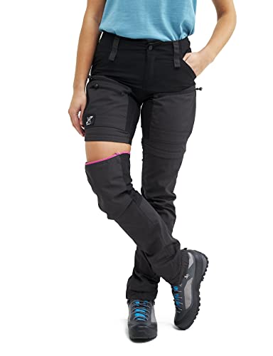 RevolutionRace Damen RVRC GP Pro Zip Off Pants, strapazierfähige, belüftete und wandelbare Hose für alle Outdoor-Aktivitäten, Jet Black, L von RevolutionRace