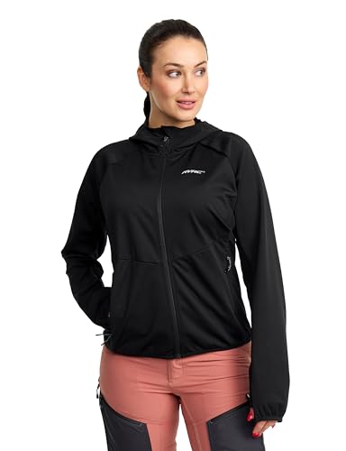 RevolutionRace Pace Hooded Wind Jacket für Damen, Wasserabweisende Sport-Kapuzenjacke für alle Outdoor-Aktivitäten, Black, XL von RevolutionRace