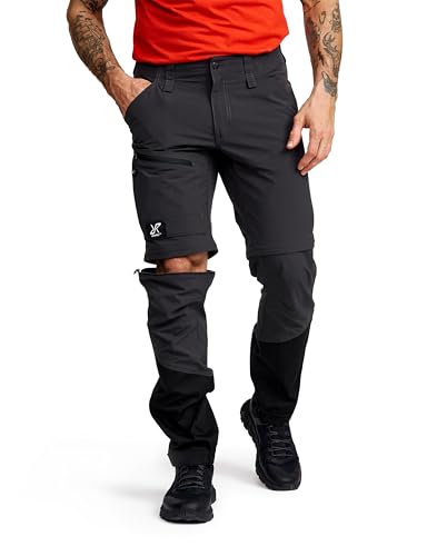 RevolutionRace RVRC GP Pro Stretch Zip-Off Pants für Herren, Wandelbare Wanderhosen für Outdoor-Aktivitäten, Anthracite/Black, L von RevolutionRace