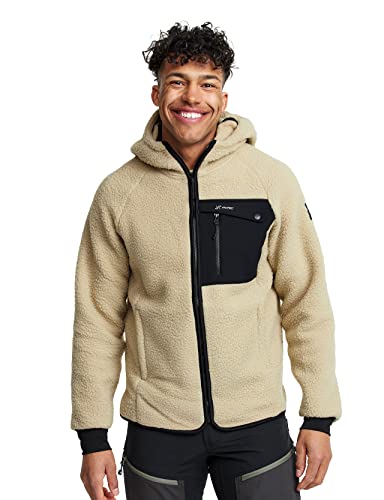 RevolutionRace Sherpa Hoodie für Herren, Outdoor Fleecejacken perfekt für Wanderungen und Outdoor-Abenteuer, Beige Khaki, L von RevolutionRace