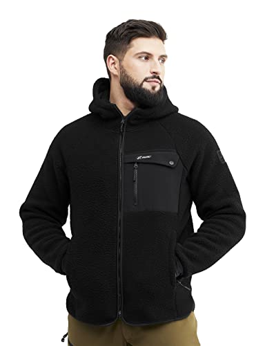 RevolutionRace Sherpa Hoodie für Herren, Outdoor Fleecejacken perfekt für Wanderungen und Outdoor-Abenteuer, Caviar, L von RevolutionRace