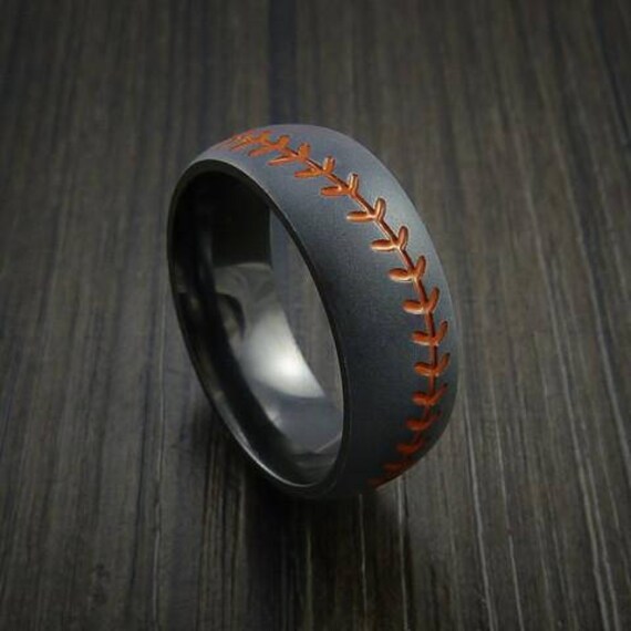 Baseball Ring Mit Schwarzem Zirkonia Und Perlenbedampft von RevolutionRings