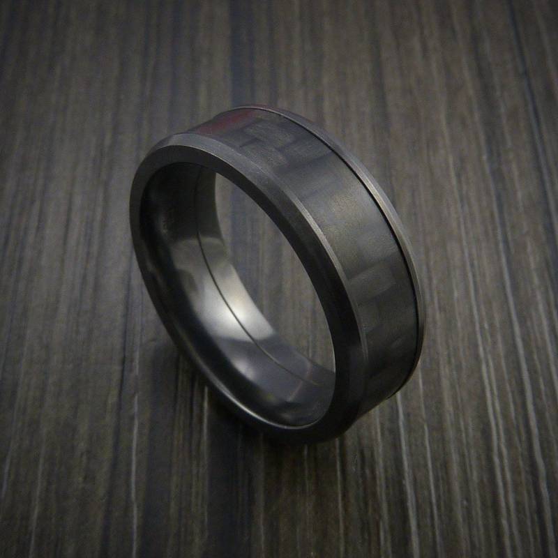 Schwarzer Zirkonium Ring Mit Kohlefaser Inlay Custom Made Ehering von RevolutionRings