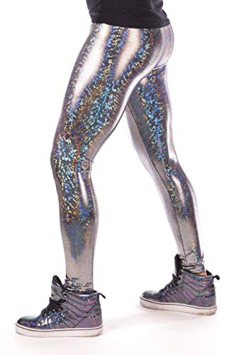 Revolver Fashion / Funstigators Festival Kleidung: Holografische Disco-Meggings für Männer - Hergestellt in den USA, silber, Mittel von Revolver Fashion