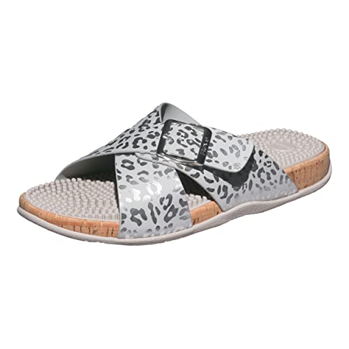 Revs Arkaig, Premium Fußreflexzonenmassage, Massage & Akupressur-Sandalen mit Gekreuzte Riemen für Damen, Silber Gepard 40/41EU (Label 41) von Revs