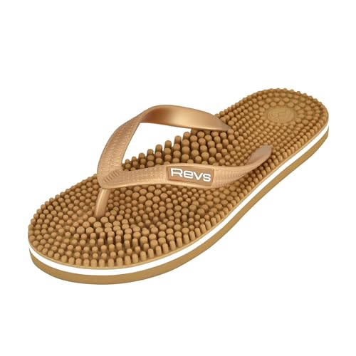 Revs - Lights - Reflexzonen-Massage-Flip-Flops für Männer und Frauen, Klassisches Gold 38EU von Revs