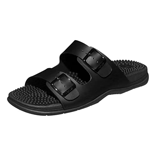 Revs Lochy, Premium Reflexzonenmassage & Akupressur Sandalen mit Doppelriemen für Herren, Schwarz 44/45EU von Revs