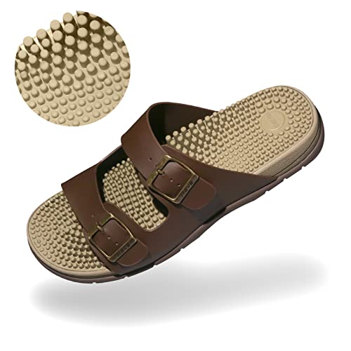 Revs Lochy – Vegane Premium-Sandalen – für Herren – Stoßdämpfende Kissensohle, Fußgewölbestütze und Reflexzonenmassage (Braun, eu_footwear_size_system, adult, numeric, medium, numeric_41) von Revs