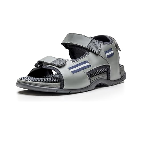 Revs - Lomond - Reflexzonen-Massage-Sandalen mit Klettverschluss für Herren, Grau 43EU von Revs