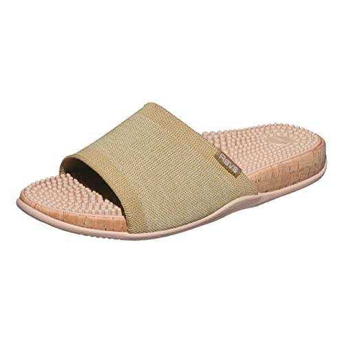 Revs Maree, Premium, Fußreflexzonenmassage, Massage & Akupressur Gestrickte-Slides für Damen, Gold 40/41EU (Label 41) von Revs