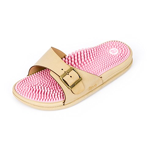 Revs – Retro Chics – Damen-Sandalen mit einem Riemen für Reflexzonenmassage, Elfenbein Rosa 36/36.5EU von Revs