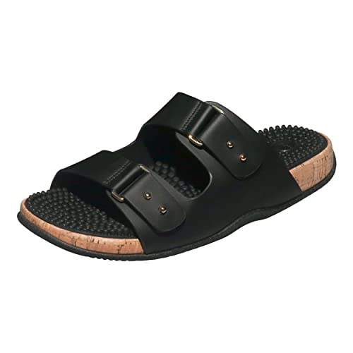 Revs Shiel, Premium Reflexzonenmassage & Akupressur Sandalen mit Doppelriemen für Damen, Schwarz 36EU von Revs