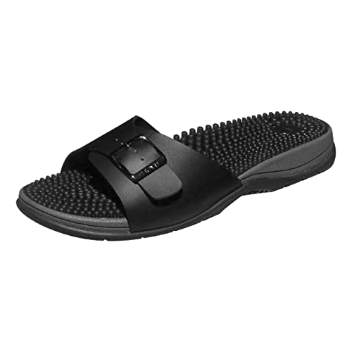 Revs Tay, Premium, Fußreflexzonenmassage, Massage & Akupressur-Sandalen mit einem Riemen für Herren, Schwarz 44/45EU (Label 45) von Revs