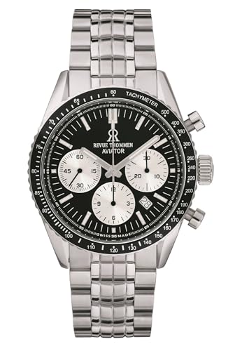 Revue Thommen Herren Armbanduhr Automatic Aviator 42 mm Chronograph, Tachymeter Armband Edelstahl 17000.6134 von Revue Thommen