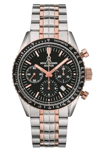 Revue Thommen Herren Armbanduhr Automatic Aviator 42 mm Chronograph, Tachymeter Armband Edelstahl 17000.6157 von Revue Thommen