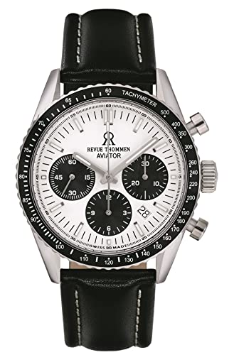 Revue Thommen Herren Armbanduhr Automatic Aviator 42 mm Chronograph, Tachymeter Armband Leather 17000.6532 von Revue Thommen