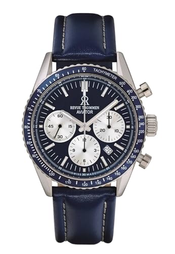 Revue Thommen Herren Armbanduhr Automatic Aviator 42 mm Chronograph, Tachymeter Armband Leather 17000.6535 von Revue Thommen