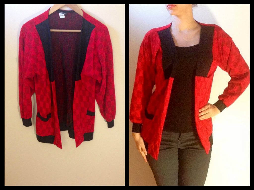 Vintage Rot Und Schwarz Strickjacke Vintage Rot Und Schwarz Strickjacke von RewindYourMind