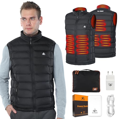 Rex Rabbit Beheizbare Weste Herren, Beheizte Weste mit 10000mAh Akku, Heizweste mit 6 Heizzonen, Beheizte Jacke Outdoor Wandern Motorrad Camping Rex Rabbit Beheizbare Weste Herren, Beheizte Weste mit 10000mAh Akku, Heizweste mit 6 Heizzonen, Beheizte Jacke Outdoor Wandern Motorrad Camping von Rex Rabbit