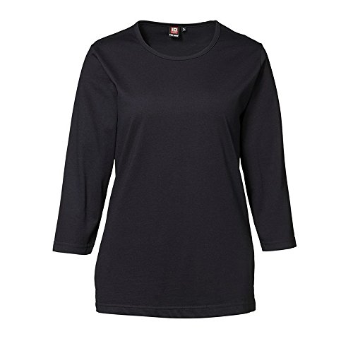 ID Identity Damenshirt mit 3/4 Arm 0313 (M, schwarz) von ID Identity