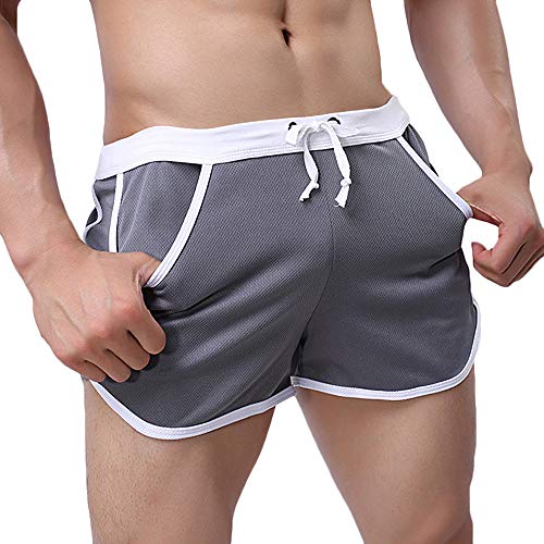 Rexcyril Herren Laufshorts für Workout, Bodybuilding, Fitnessstudio, Sport, Freizeit, kurze Hose, GRAU, Klein von Rexcyril