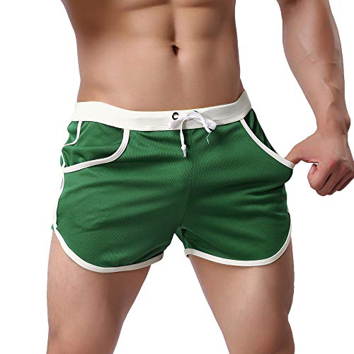 Rexcyril Herren-Shorts für Laufen, Workout, Bodybuilding, Fitnessstudio, Sport, Freizeit, kurze Hose, Grün , Mittel von Rexcyril