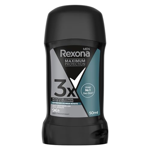 Rexona Men Maximum Protection Deo-Stick Antibakterieller Deo-Schutz Antitranspirant mit 96 Stunden Schutz vor Schweiß und Körpergeruch 50 ml von Rexona Men