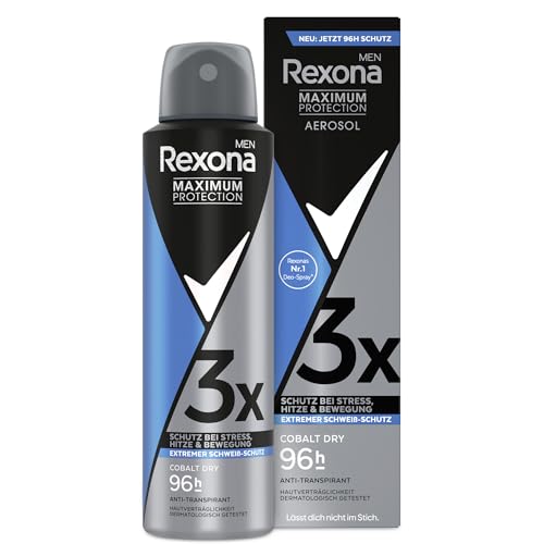 Rexona Men Maximum Protection Deospray Cobalt Dry Antitranspirant mit 96 Stunden Schutz vor Schweiß und Körpergeruch 150 ml von Rexona Men