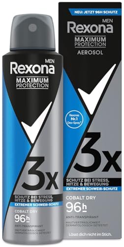 6x Rexona Men Maximum Protection Deospray Cobalt Dry Antitranspirant mit 96 Stunden Schutz vor Schweiß und Körpergeruch gegen starkes Schwitzen und Körpergeruch,150 ml (6er Pack) von Rexona