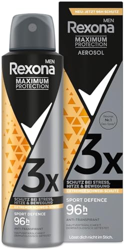 6x Rexona Men Maximum Protection Deospray Sport Defence Antitranspirant mit 96 Stunden Schutz vor Schweiß und Körpergeruch gegen starkes Schwitzen und Körpergeruch,150 ml (6er Pack) von Rexona