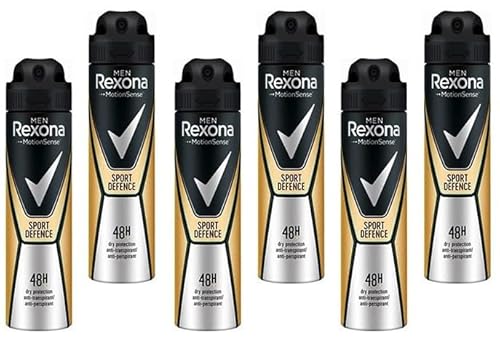 6x Rexona Men MotionSense Deo Spray Sport Defence Anti Transpirant mit 48 Stunden Schutz gegen Körpergeruch und Achselnässe 150 ml (6er Pack) von Rexona