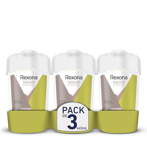 REXONA Deodorant für Damen, Stress Control – Anti-Transpirant-Stick – 3 x effektiver gegen Schweiß – 96 Stunden Schutz – (3 x 45 ml) (Verpackung kann variieren) von Rexona