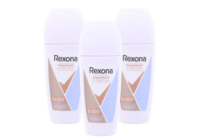 Rexona Deo-Roller 3 x Rexona Maximum Protection Deo Roll-On Clean Scent je 50ml Anti-Tra von Rexona