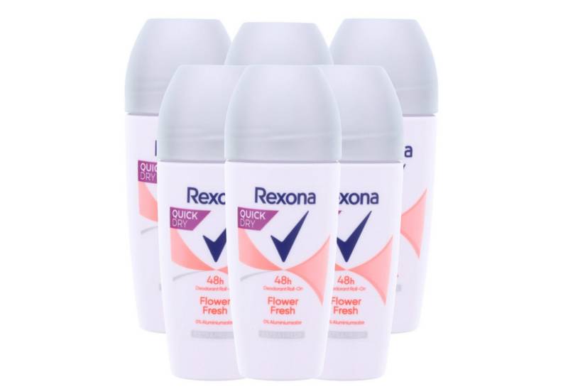 Rexona Deo-Roller 6 x Rexona Deo Roll-On Flower Fresh Ohne Aluminium jeweils 50 ml Deo R von Rexona