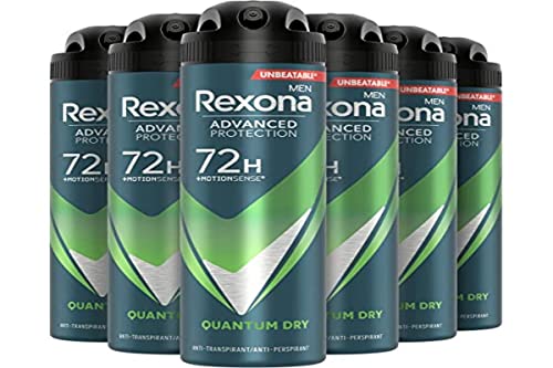 Rexona Men Advanced Protection Quantum Dry Anti-Transpirant Deodorant Spray bietet bis zu 72 Stunden Schutz vor Schweiß und Körpergeruch - 6 x 150 ml - Vorteilspack von Rexona